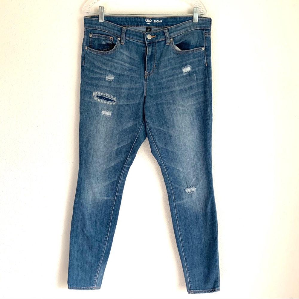 Gap factory distressed medium washed legging